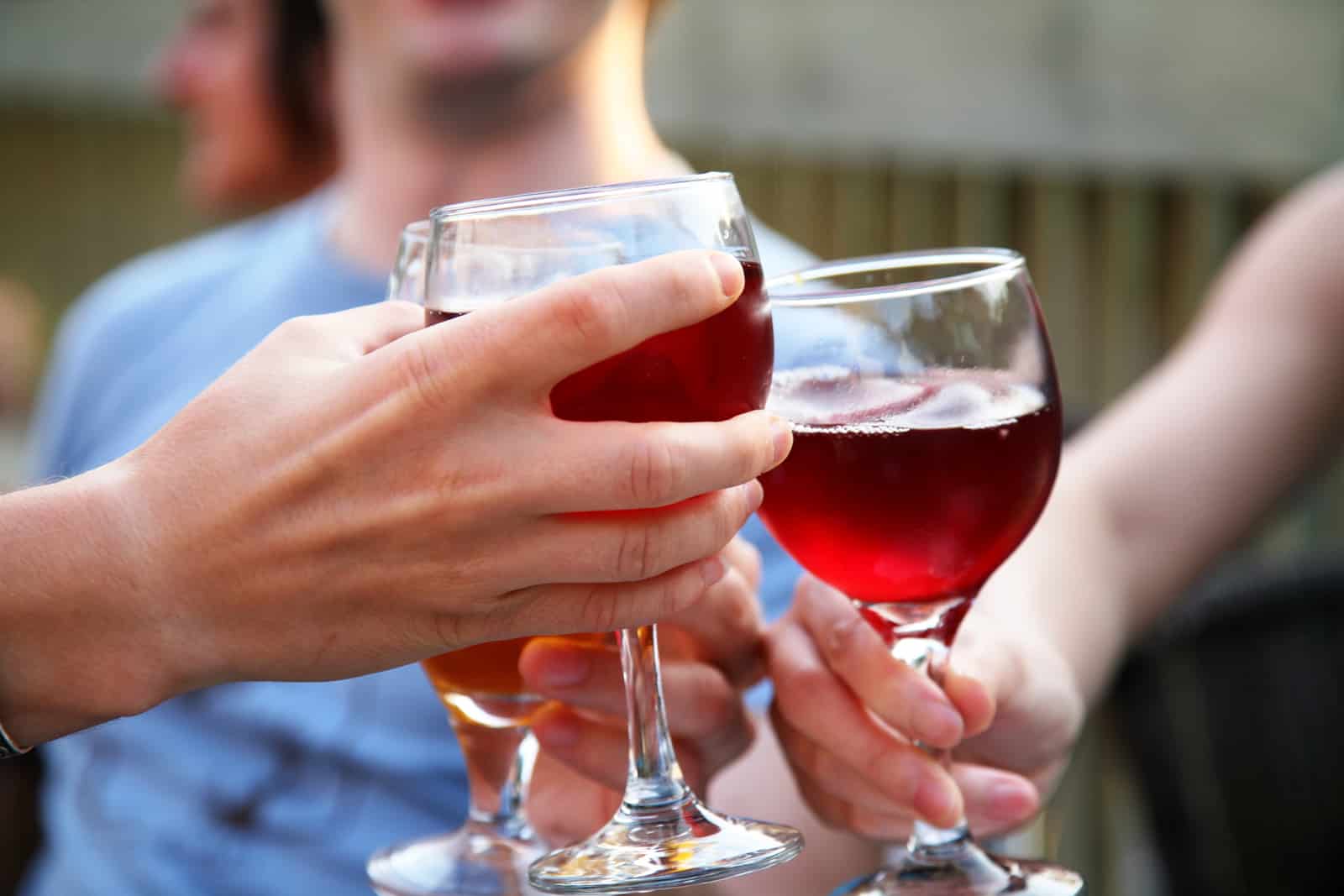 Wine glasses at picnic 