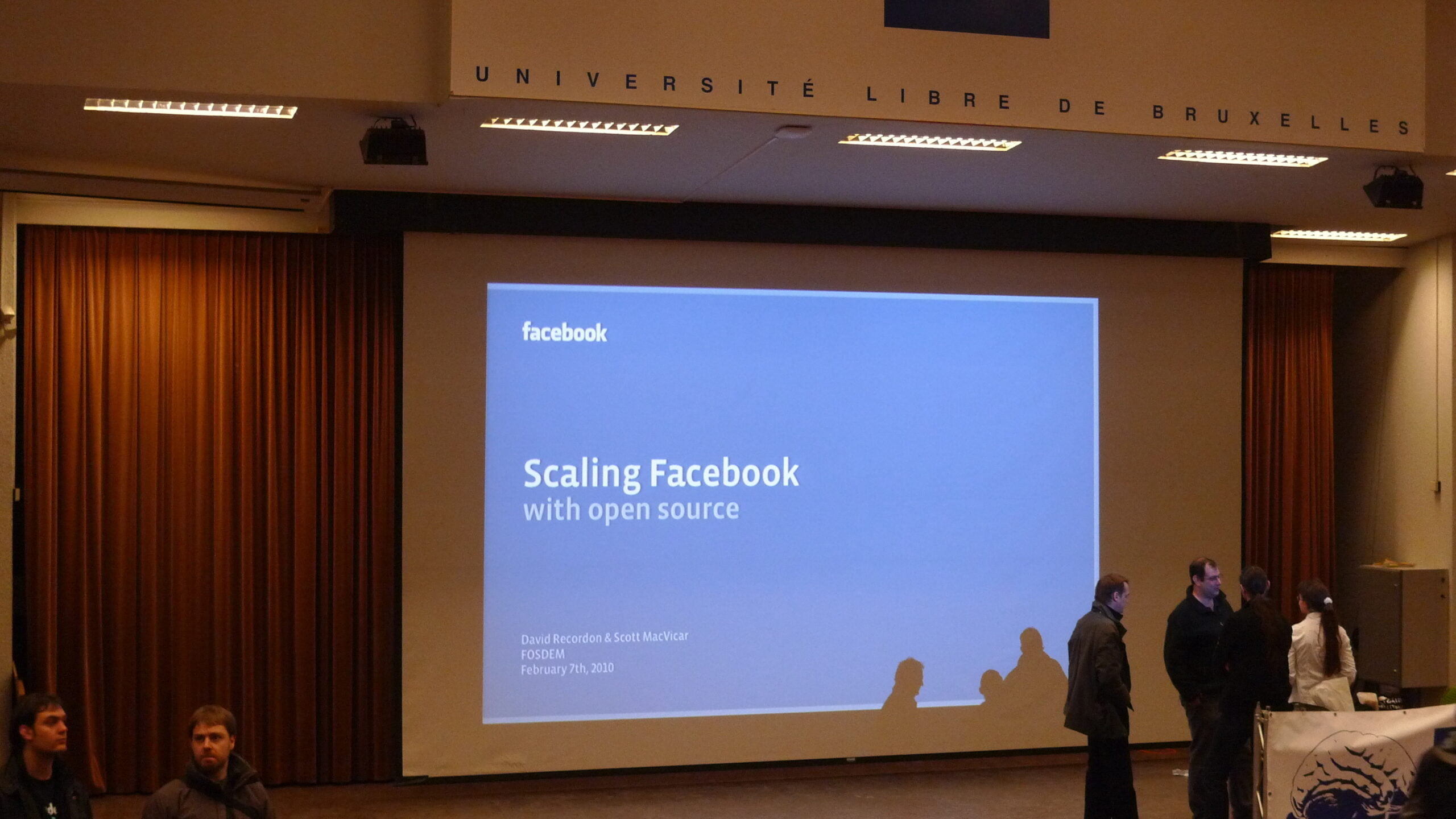 Photograph of presentation screen: "Scaling Facebook"