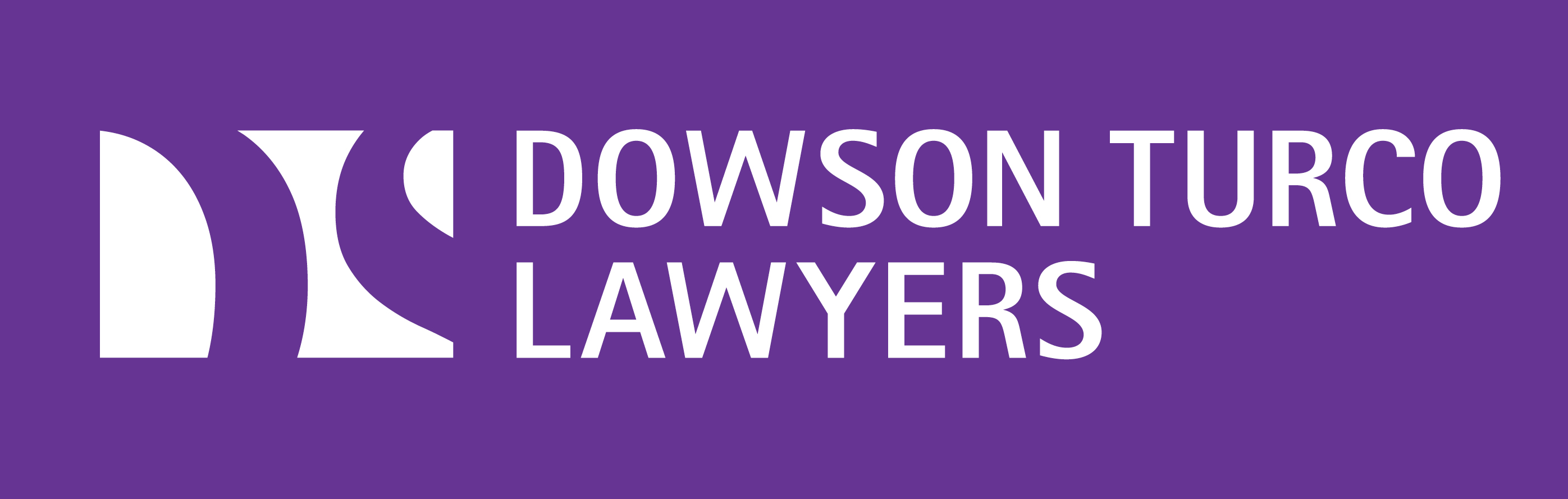 Dowson Turco Lawyers logo on purple background