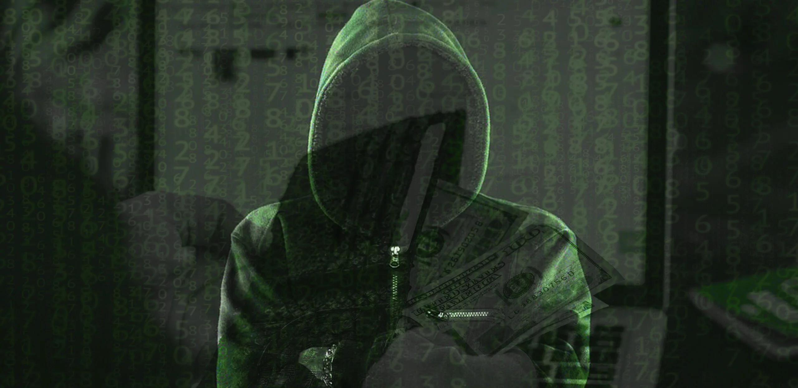 Hooded mystery hacker with no face