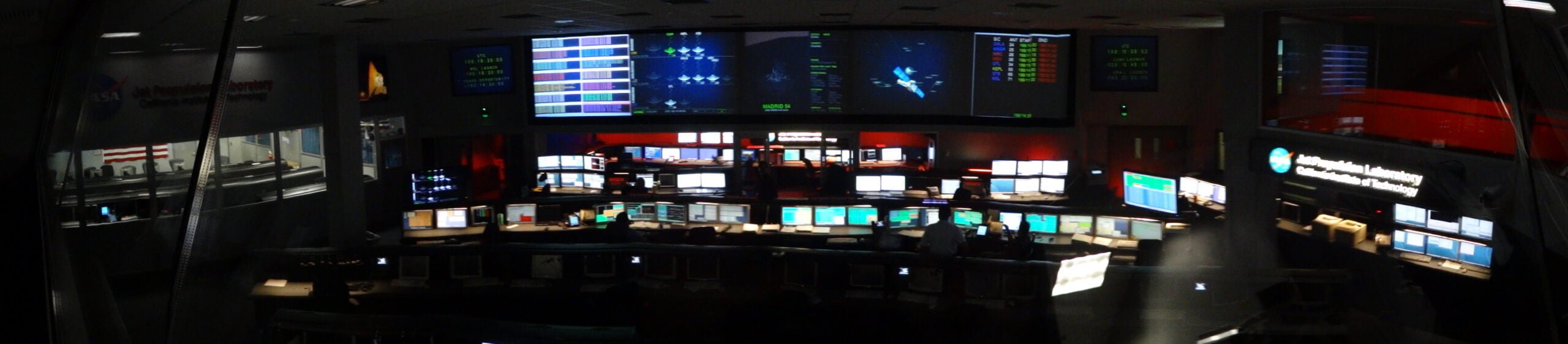 Computers and dashboards for space control office