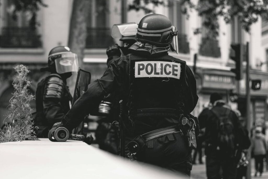 Cops in riot gear